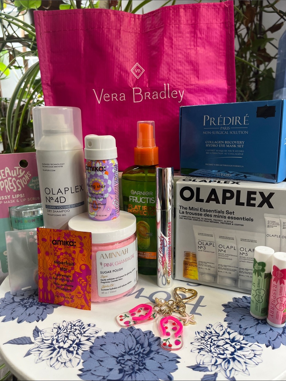 Vera Bradley Bright Pink Tote Gift Set with Skincare & Beauty Picks